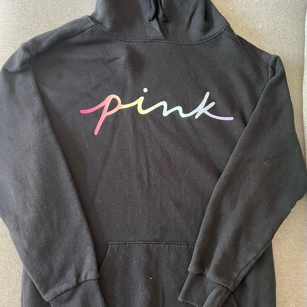 Black Hoodie with Pink Logo